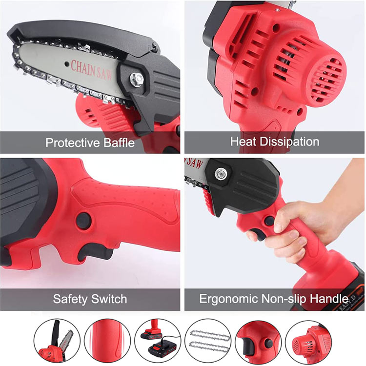 4 Inch Mini Chain Saw Lightweight Cordless Mini Chain Saw Rechargeble Electric Chainsaw