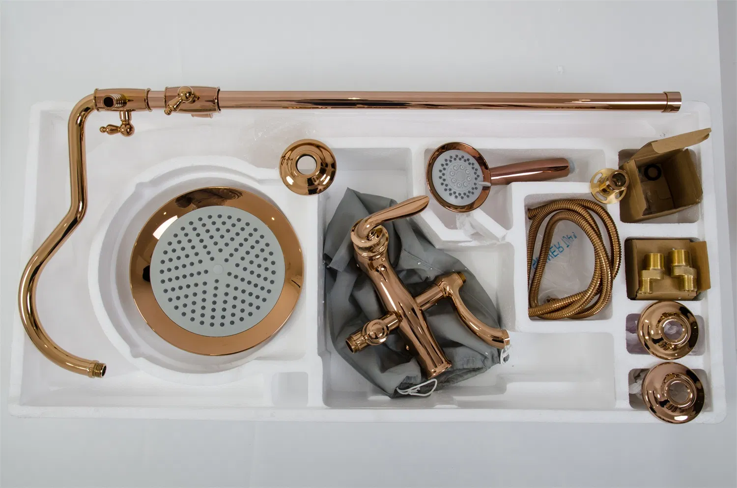 Modern Overhead Hot Cold Bathroom Shower Faucet Set Rose Gold