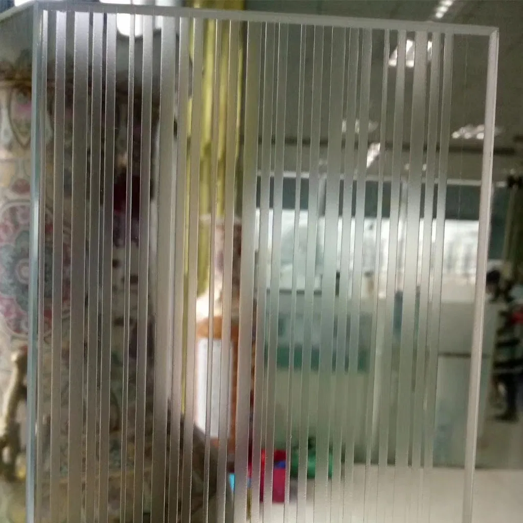 Custom Pattern Satin Etch Line Glass for Office Partition