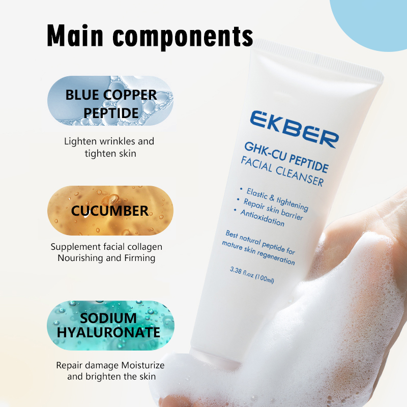 Private Label Blue Copper Peptide Face Wash Elastic & Tightening & Repair Skin Barrier Facial Cleanser