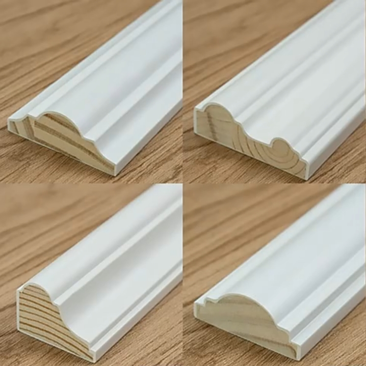 New Design Home Decor White Primed Decorative Furniture Indoor Decoration Door Frame Wall Trim Baseboard Wood Moulding Molduras Pared
