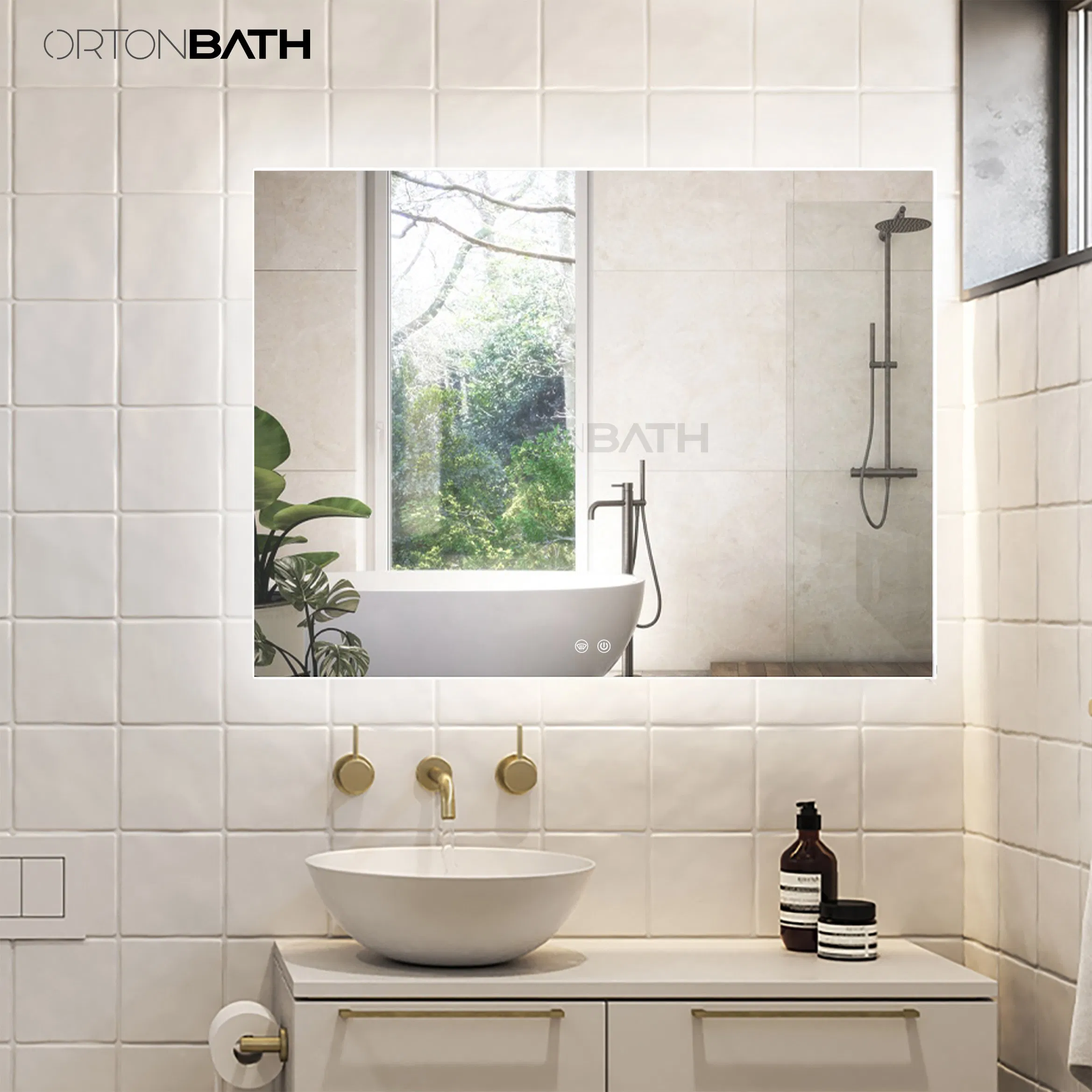 Ortonbath LED Vanity Mirror 20X28 Inch Backlit Mirror Bathroom Mirror with Lights Wall Mounted Anti-Fog Lighted Bathroom Mirror Dimmable LED Makeup Mirror, CRI9