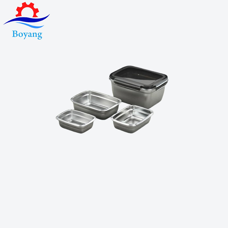 304 Stainless Steel Rectangular Food Preservation Lunch Preparation Storage Box Container Set