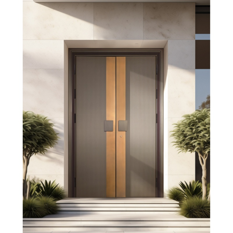 Factory Wholesale High End Luxury Entrance Door for Villa House Security Metal Aluminum Carving Stainless Steel Door