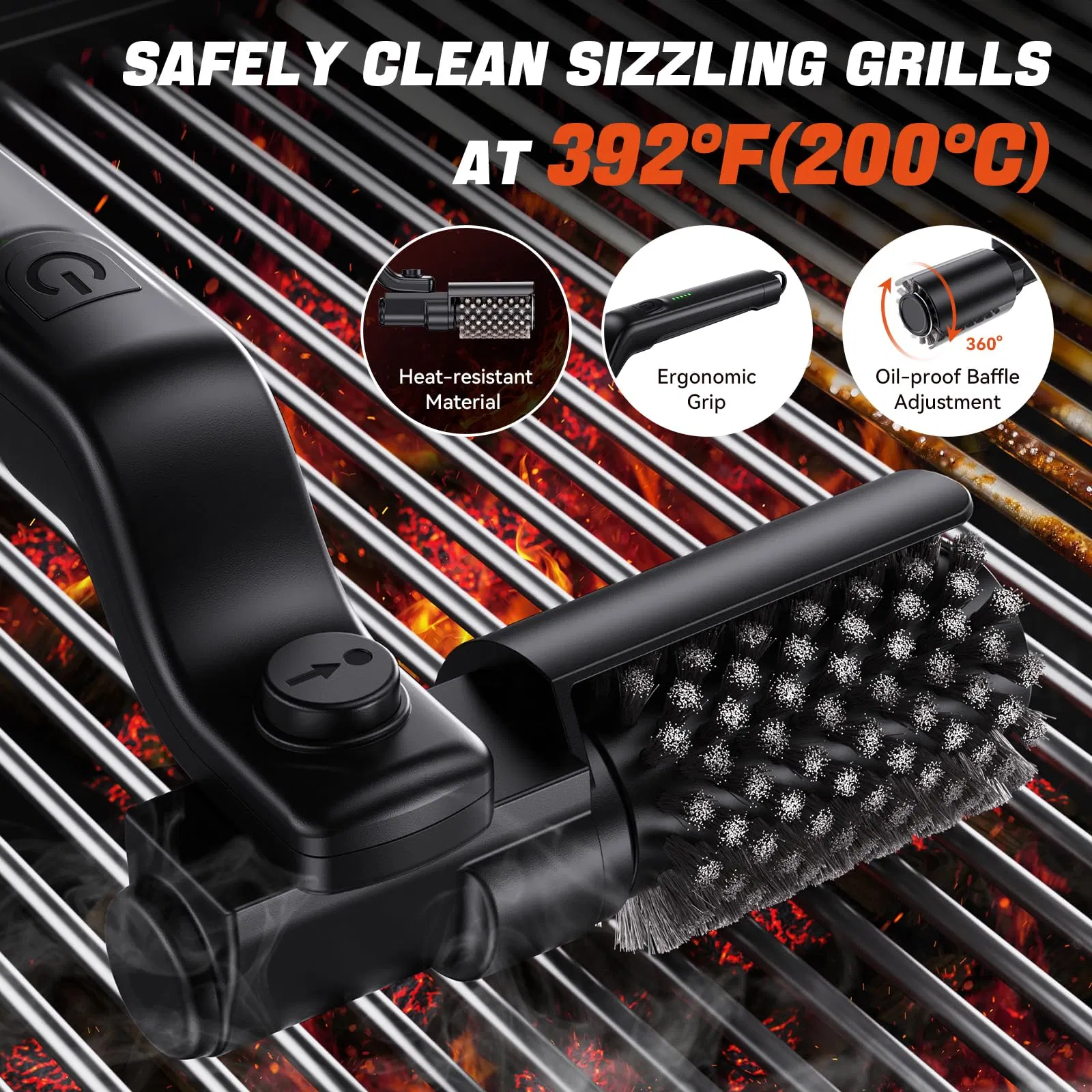 Rechargeable Electric Rotary Grill Cleaning Brush for BBQ