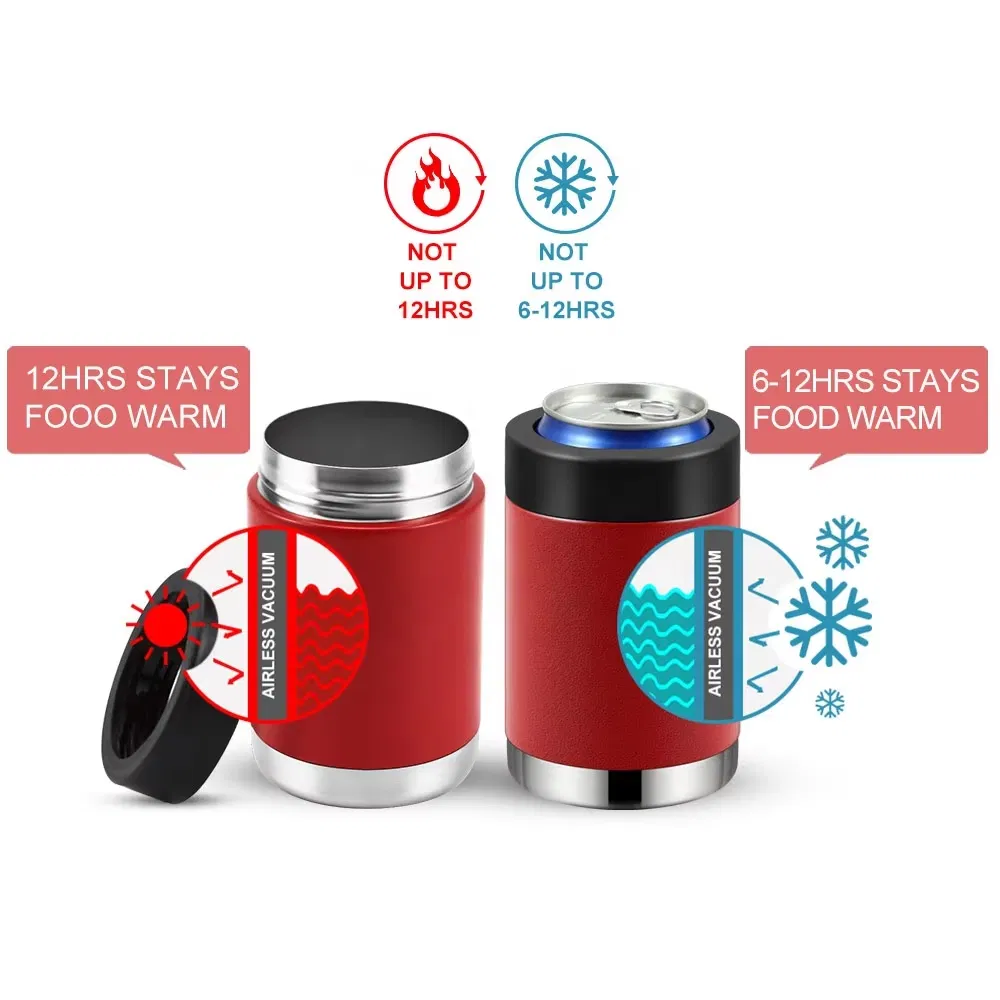 Custom 14oz Double Wall Insulated 304 Stainless Steel Stubby Cola Beer Can or Bottle Cooler Keeps Beverage Cold for Hours
