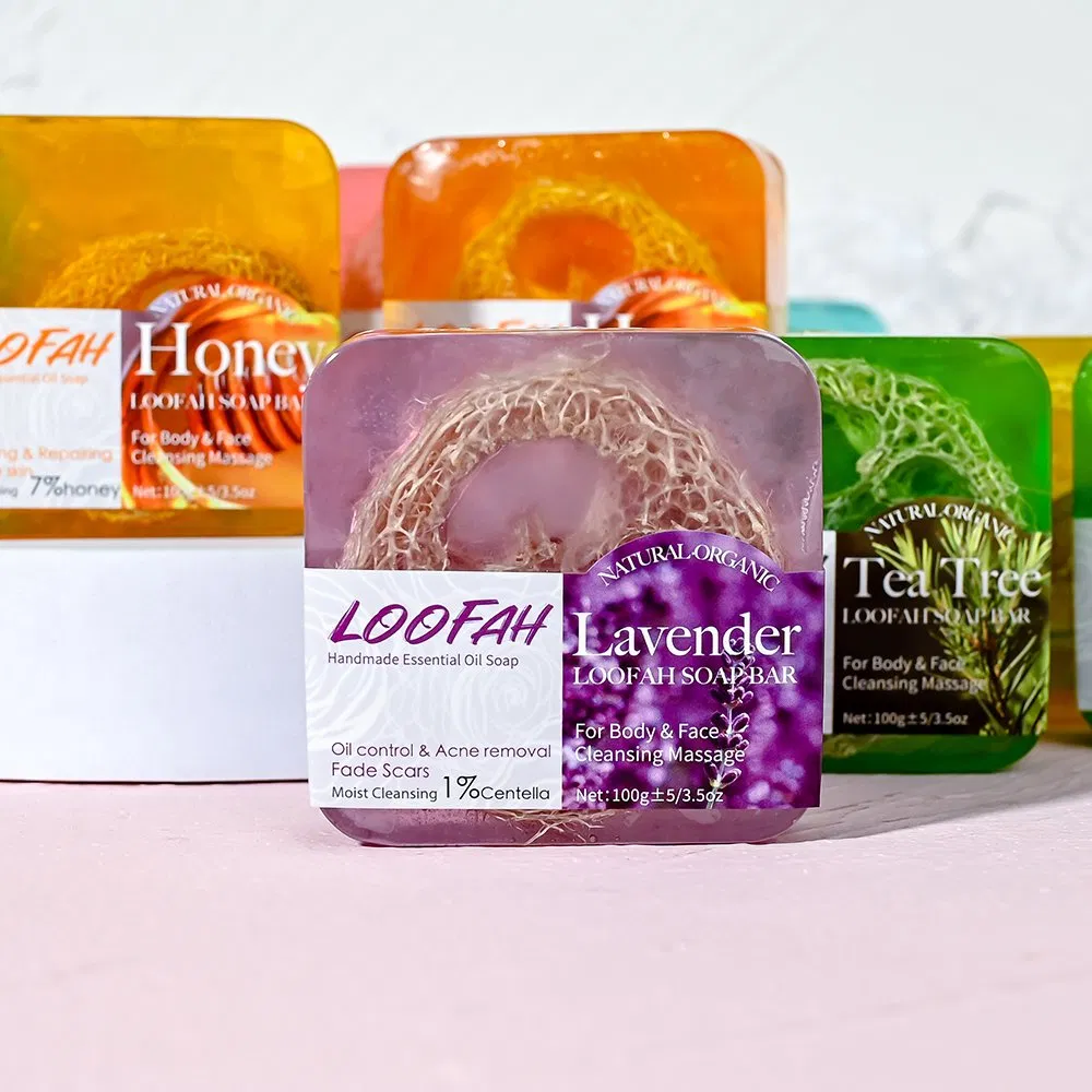 Beauty Cosmetics Skin Care Whitening Lavender Loofah Handmade Soap