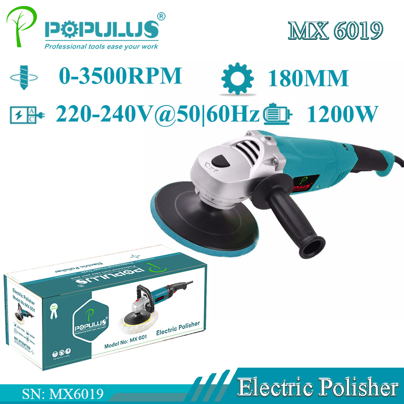 Populus New Arrival Industrial Quality Car Polisher Power Tools 1500W/11000rpm 180mm Electric Polisher for Nigerian Market