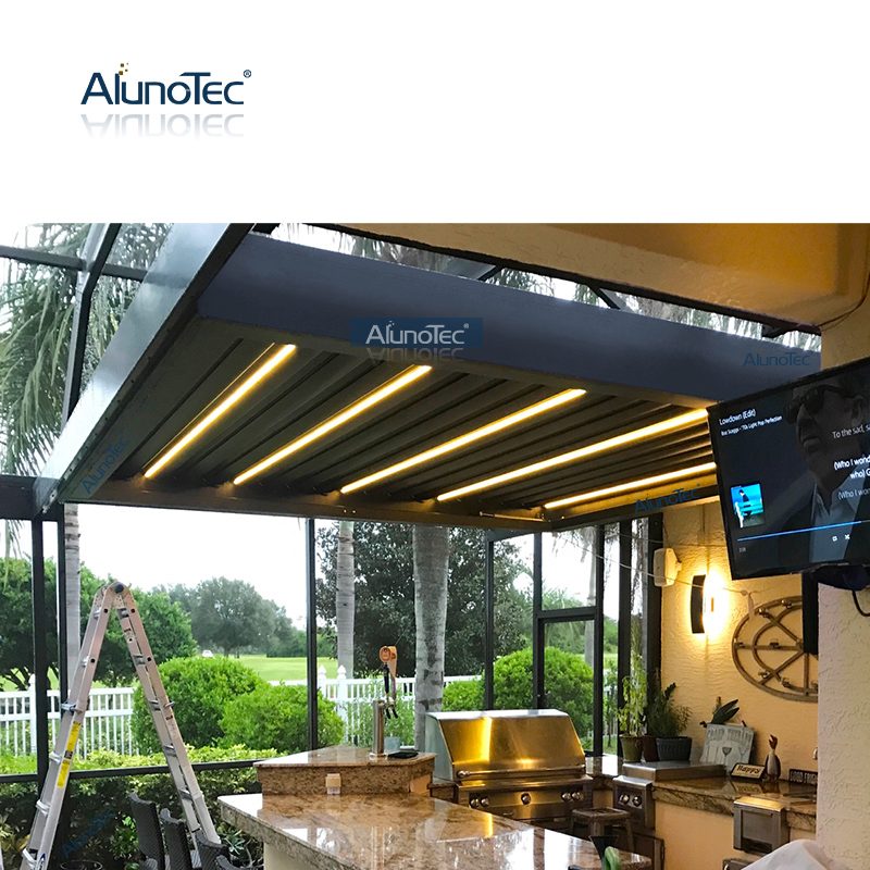 Manual Patio Cover Louvred Roof Garden Canopy Awning Motorized Gazebo Outdoor Carport Cover Aluminium Pergola