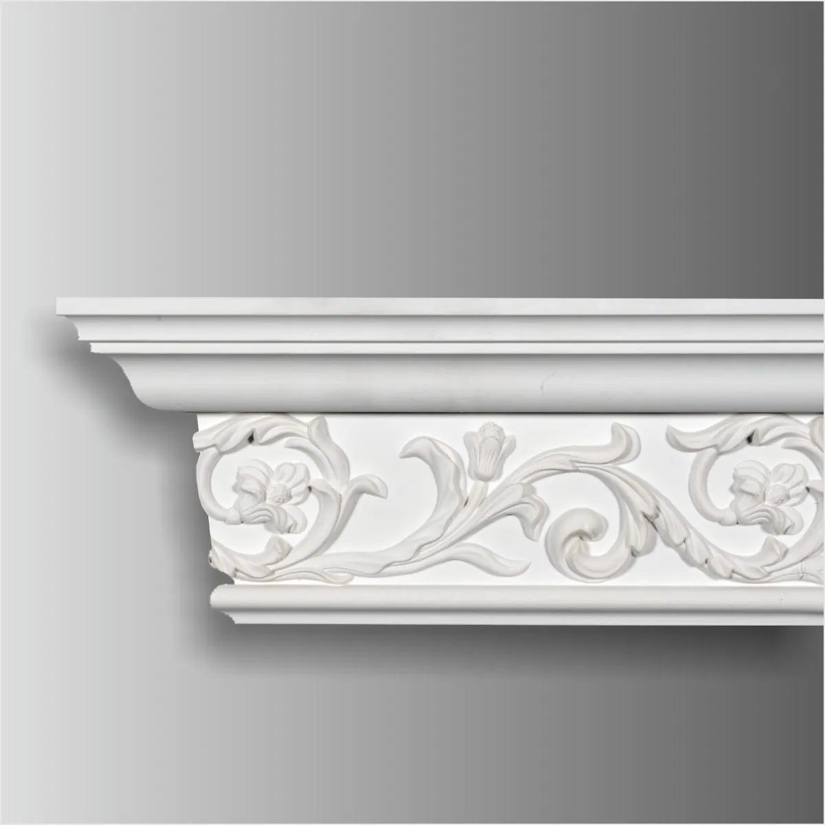 Wholesale PU Crown Moulding PU Cornice Moulding Decorative White 3D Polyurethan Corner Moulding for Home/Hotel Decoration