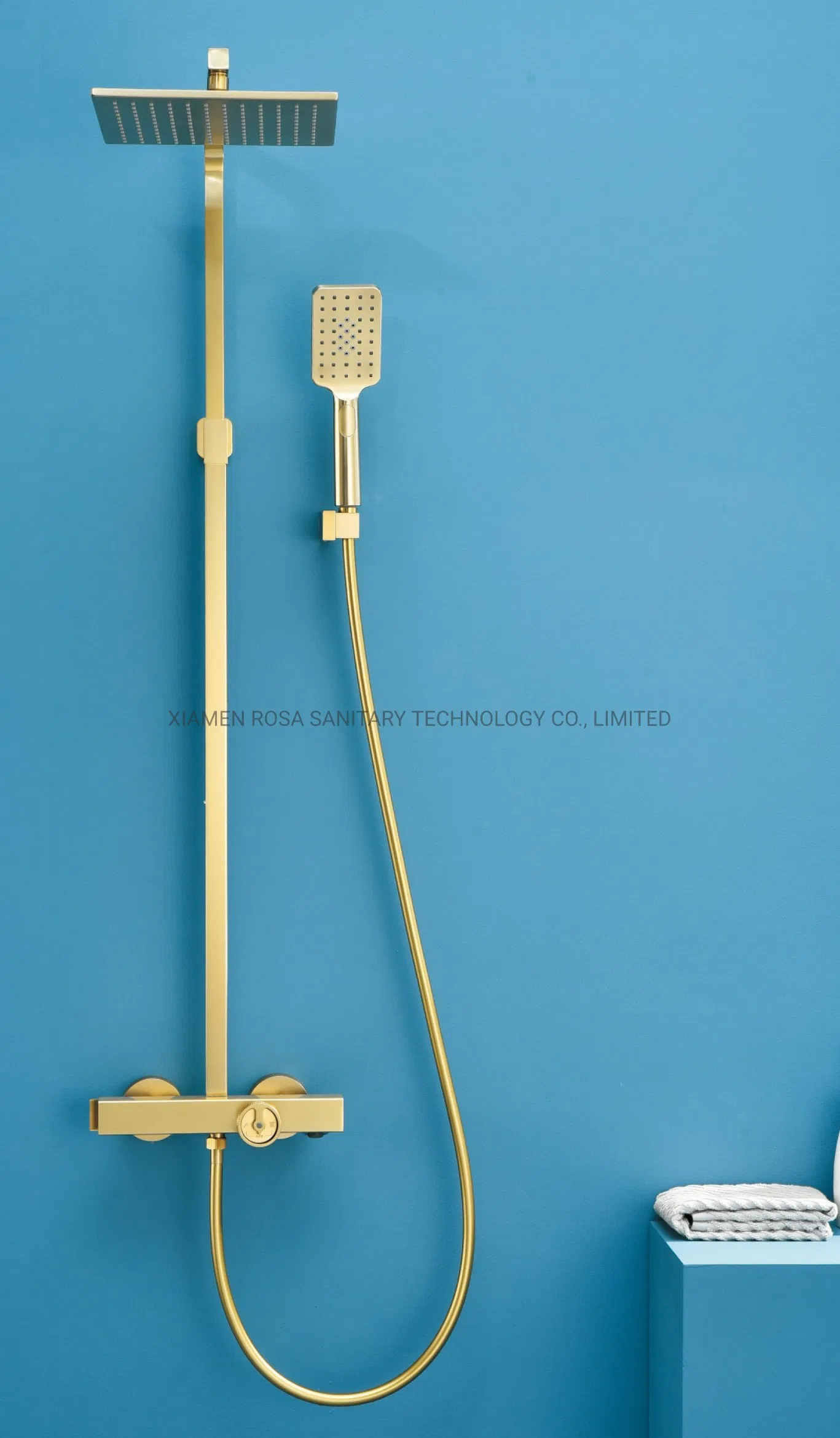 Bathroom Thermostatic Rain Shower System Brushe Gold Shower Bar