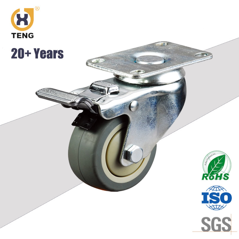 OEM China Factory 4 Inch PU Wheel Hollow Kingpin Castor Wheel Caster with Brake