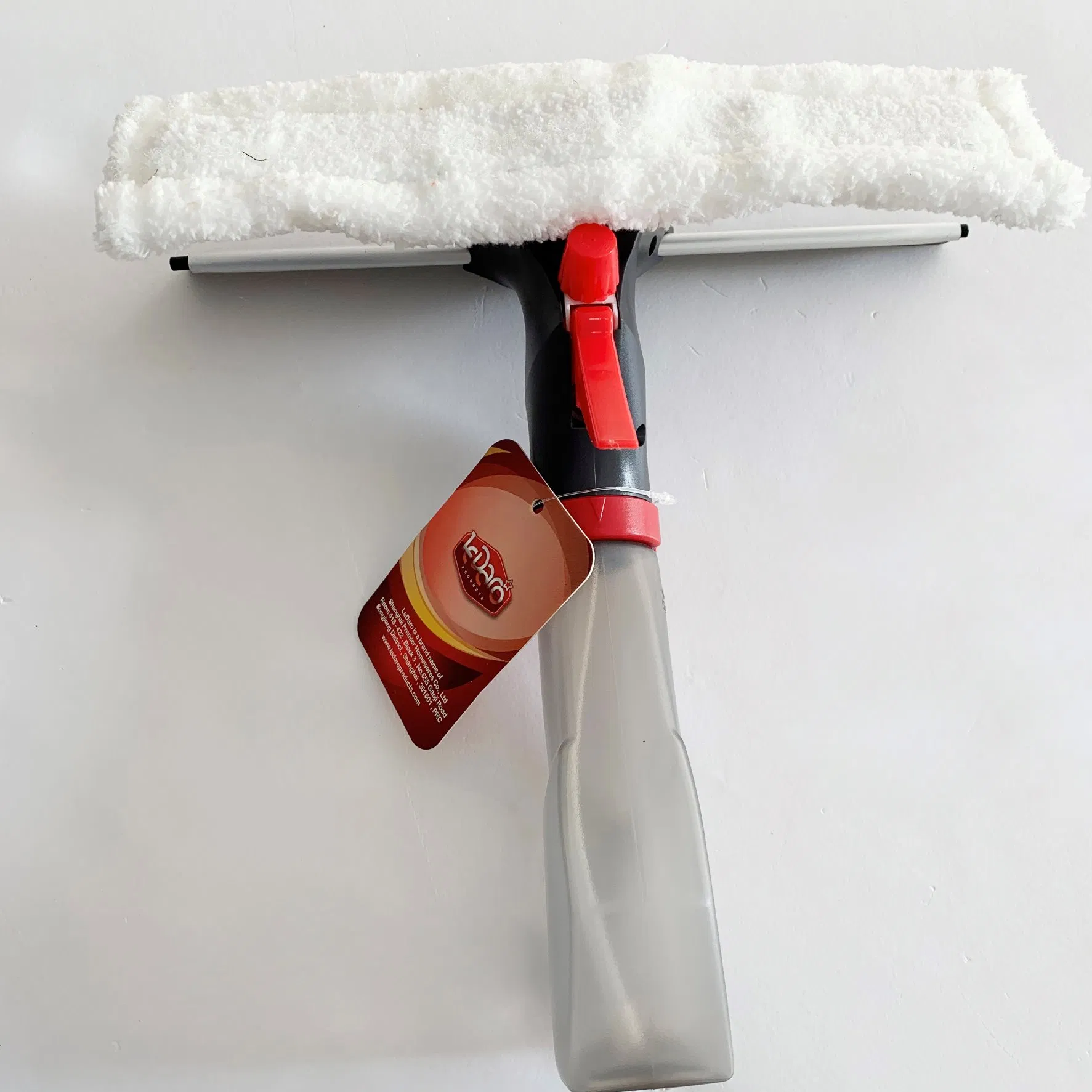 Spray Window Cleaner with POM Flat Plate PP Water Bottle and Double Sided Head Aluminium Holder with Rubber and Microfibre Pad for Glass Cleaning