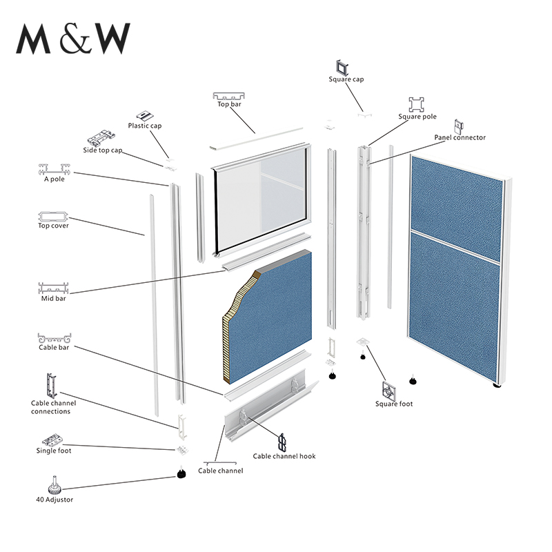 M&W Wholesale Custom Aluminium Profile Office Furniture Accessory