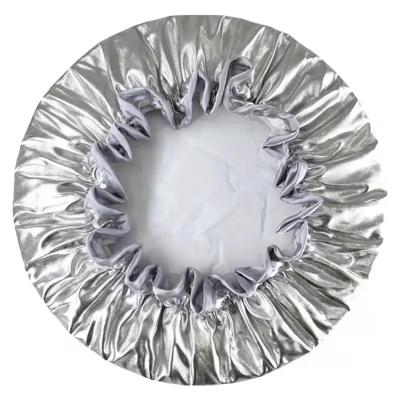 High Quality Satin Fabric Double Layer Water-Proof Reusable Shower Caps for Bathing