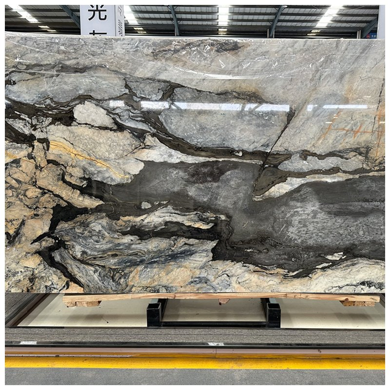 Calacatta Iron Cristallo Golden Quartzite Slabs for Backlit Wall and Countertops
