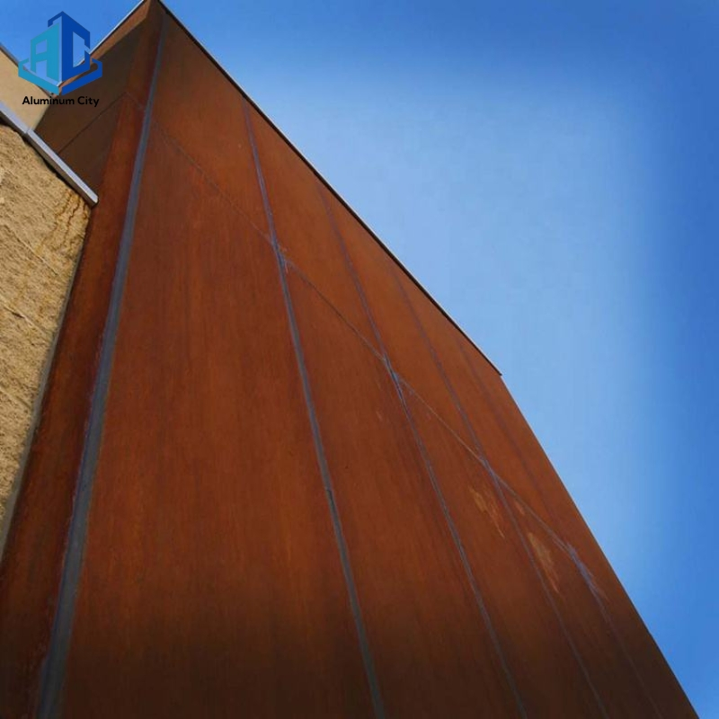 Corten Steel Facade Solid Metal Panel Clad Wall Panels