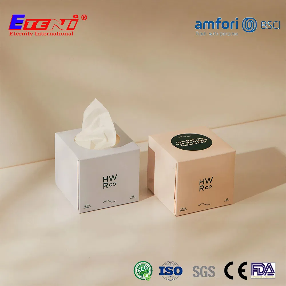 High Quality Box Pulp Soft and White Absorbent Paper Bamboo Facial Tissue