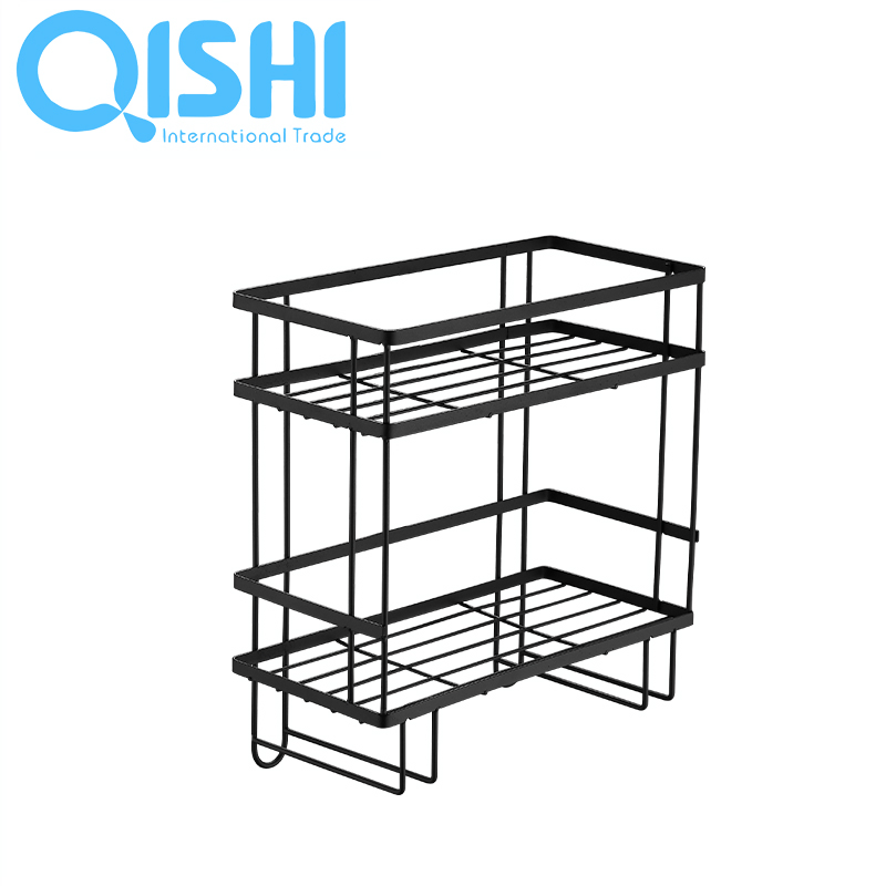 Black 2 Layer High Quality Kitchen Bathroom Corner Shelf Accessories