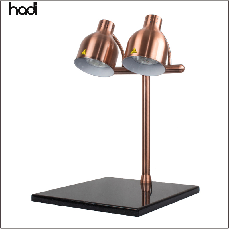 HD 500W Restaurant Hotel Supplies Stainless Steel Copper Table Lamp with Black Marble Base Keep Warm Catering Buffet Light
