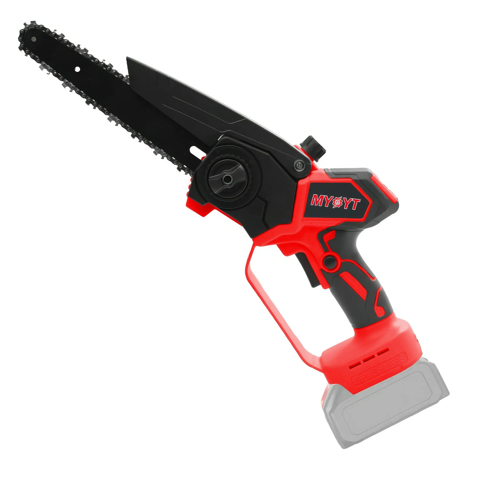 Cordless Mini Chain Saw 20V DC Lithium-Ion Battery Powered 6" Bar with Rubber Grip Oil Bubble Anti-Lock Switch Fast Adjust Chain Guide Plate Power Tool for Cutt
