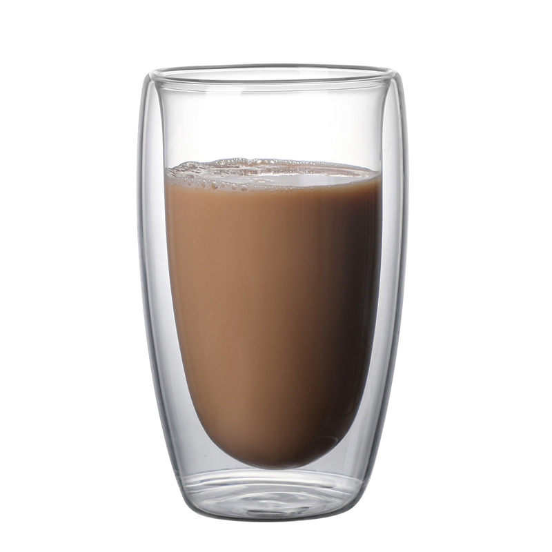 Wholesale Double-Layer Glass Coffee Cups, Heat-Insulating Thickened Transparent Double-Layer Glass Cups