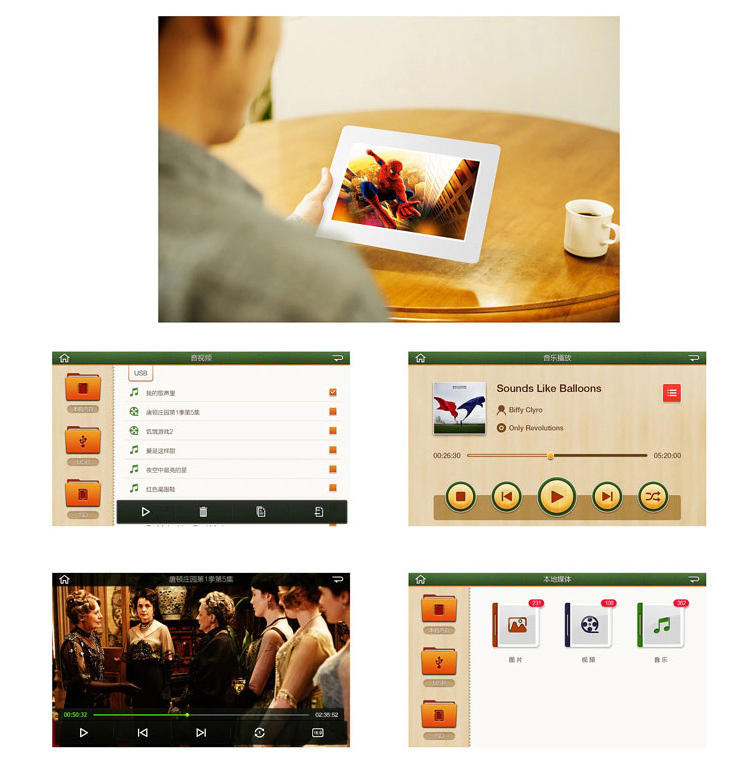 OEM USB SD Card LCD Video Advertising Player 16: 9 Large Size 10 Inch WiFi Digital Photo Picture Frame