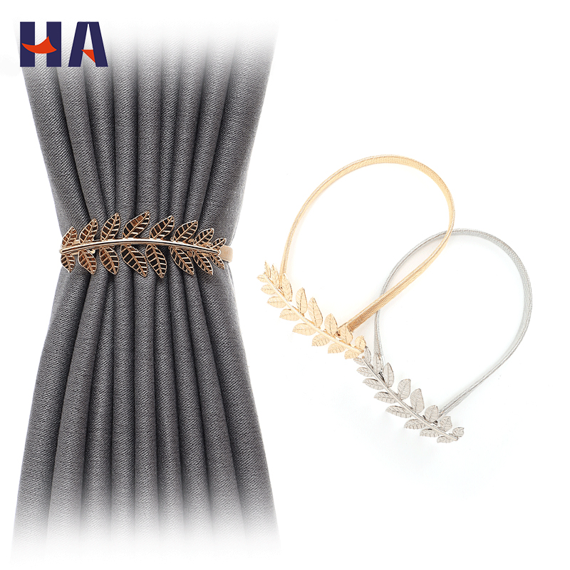New Design Luxury Leaf Shape Iron Alloy Silver Gold Metal Curtain Clip Tiebacks Tie Back Decorative Curtain Accessories