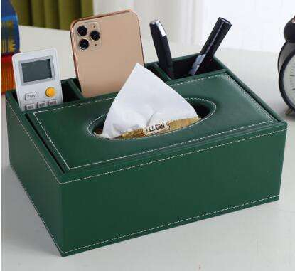 Multifunctional Leather Storage Tissue Box Office Desk Organizer Home Sundries Storage Box