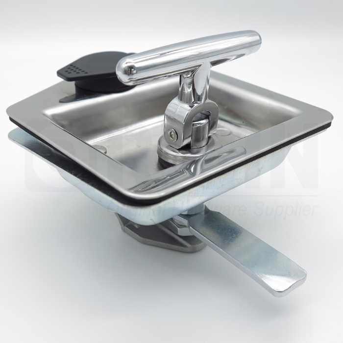 RV Door Stainless Steel Highly Polished Folding T Handle Lock Quarter Turn Latch for Trailer Truck Tool Box