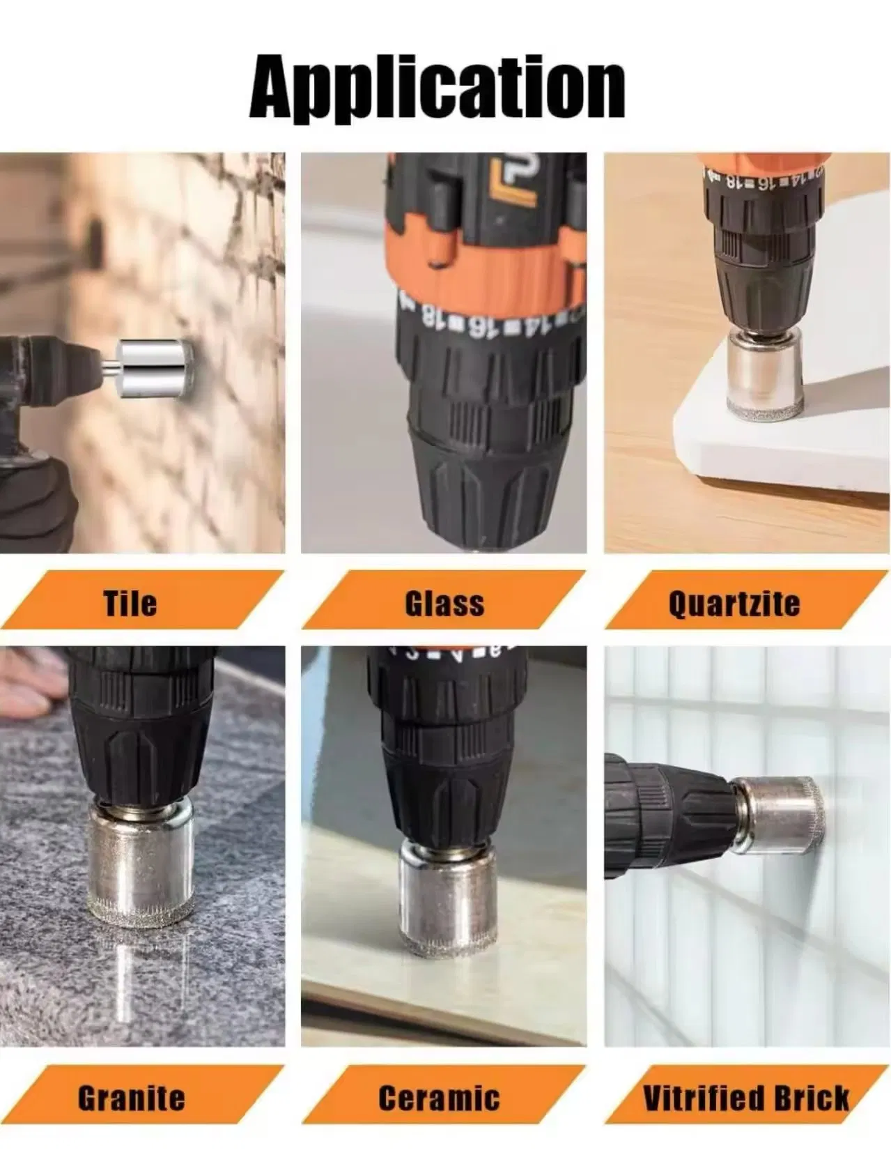 Drill Bits Set Diamond Core Hole Saw for Glass and Ceramic (SCD650ZB)
