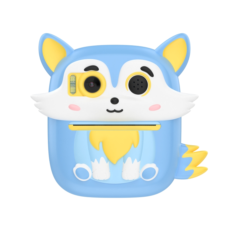 Glorytech Rechargeable 2.4 Inch Fun Blue Fox Shape Mini Instant Print Camera for Kids