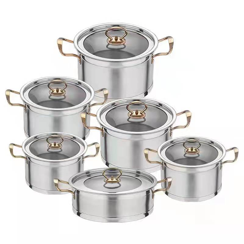 Stainless Steel Pan Utensil Kitchenware Casserole Cookware Setcook Pot Set with Handle