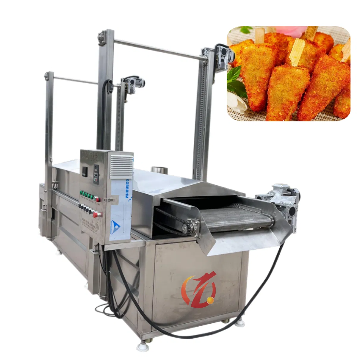 Stainless Steel Industrial Deep Fryer Fried Onion Rings Continuous Industrial Deep Fryer French Fries Frying Machine