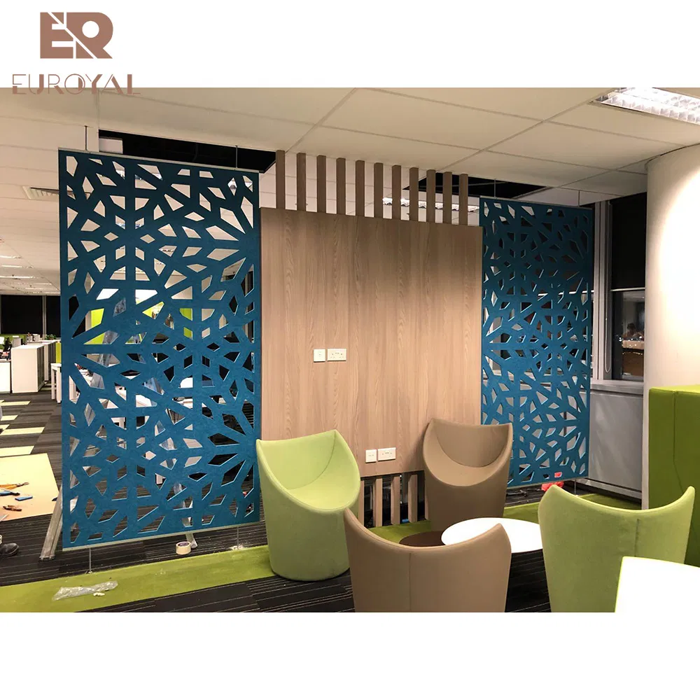 China Factory Eco Friendly Polyester Fiber Sound Absorbing Panel Interior Office Company Modern Room Divider Hollow Floor Decoration Material