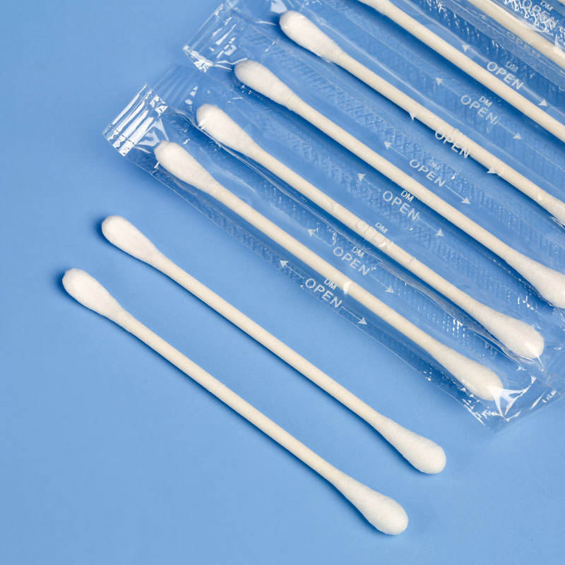 Disposable Single-Piece Individually Wrapped White Paper-Stick Cotton Swabs