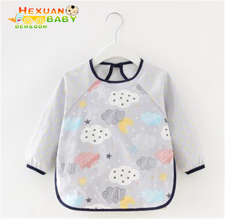 Waterproof Cotton Baby Bibs with Full Sleeve Design for Easy Feeding