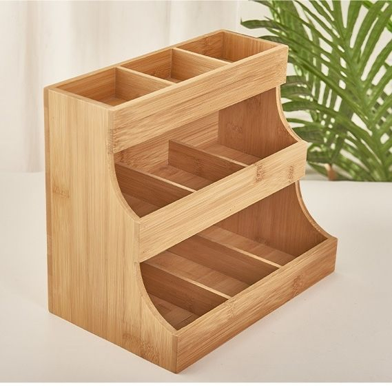 Multi-Functional Household Multi-Layer Shelf Bamboo Organizing Coffee Capsules and Tea Bags Shelf