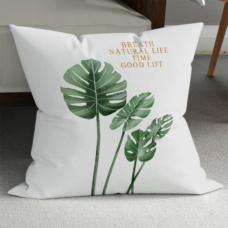 Hand-Painted Modern Flower Leaves Sofa Decoration Watercolor Plant Pillow Minimalist Room Cushion Cover Pillowcase