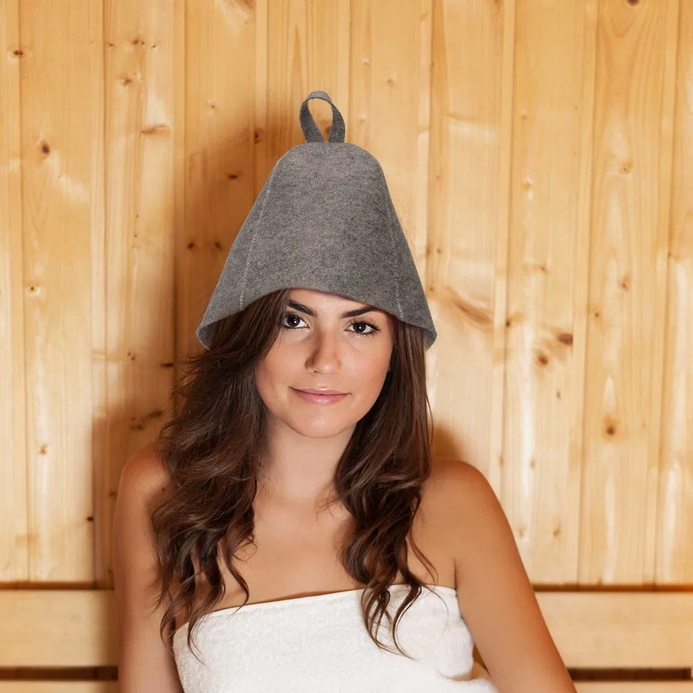 Felt Sauna Set Hat Mitten Mat Felt Hat for Sauna and Steam Bath for Men and Women