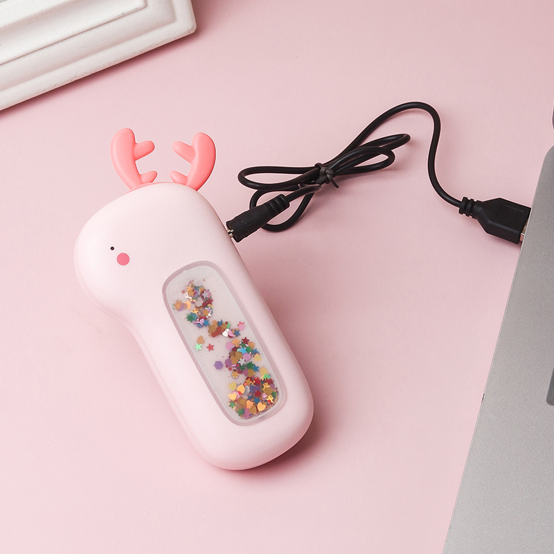 Portable USB Charging Cartoon Hand Warmers Mini Power Bank for Home Office Use Portable Quicksand Hand Warmers