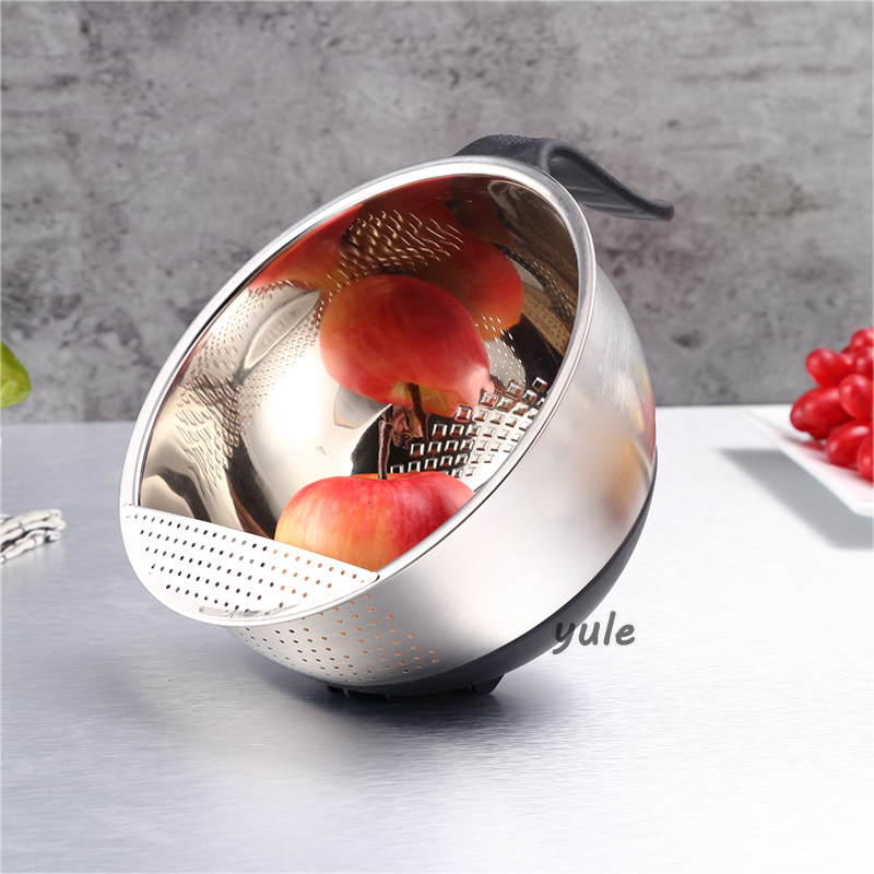 Stainless Steel Strainers Fine Mesh Filter Basket Rice / Vegetable / Fruit Wash Basin Colanders Stainless Steel Salad Bowl