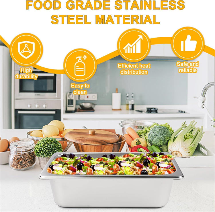 Factory Wholesale Storage Metal Food Pan Stainless Steel Steam Table Hotel Pan