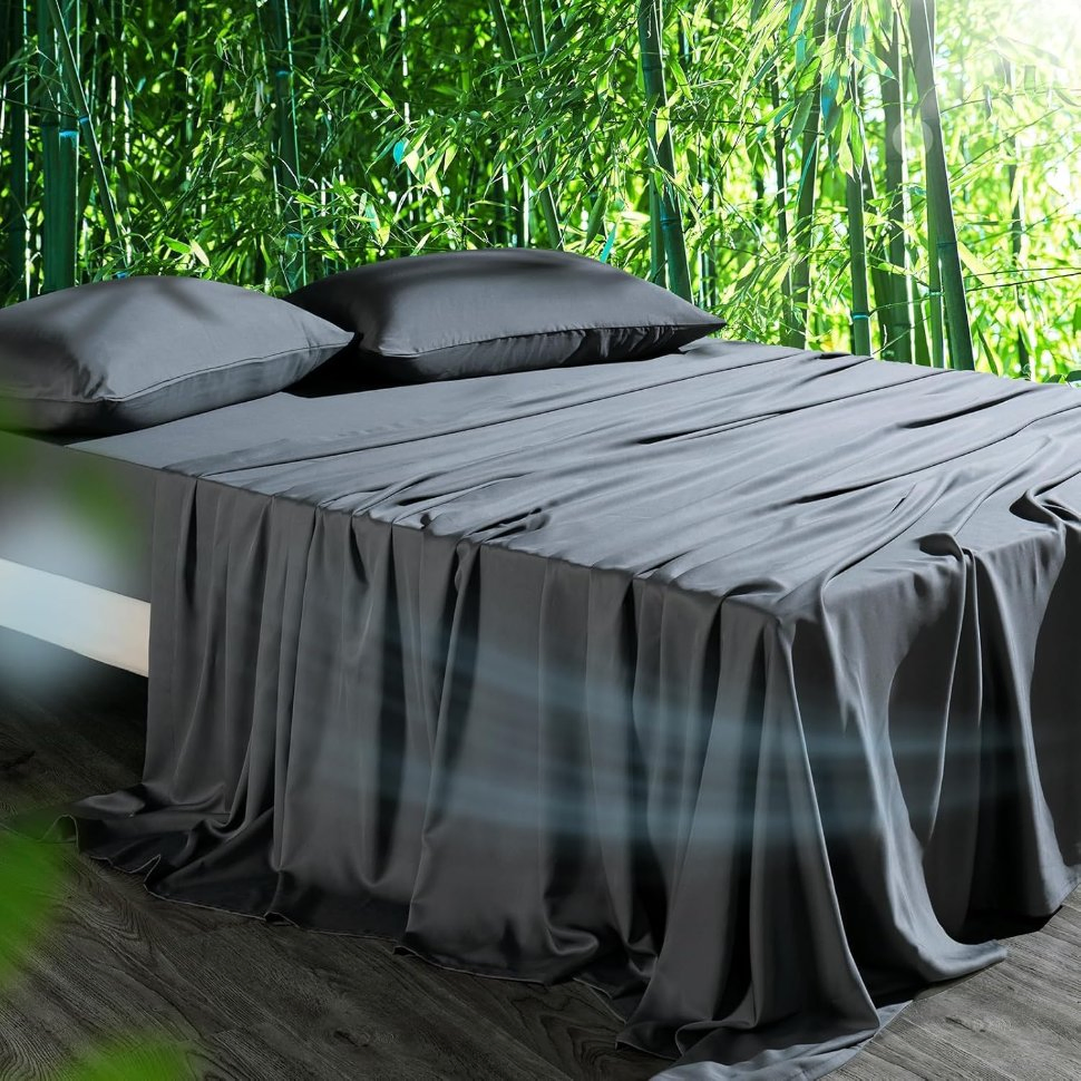 ODM/OEM 100% Eco-Friendly Bamboo Fiber Flat & Fitted Sheet Comfortable Breathable Reusable Home Hotel Textile Woven Technics Bedding Set Queen King Bed Sheets