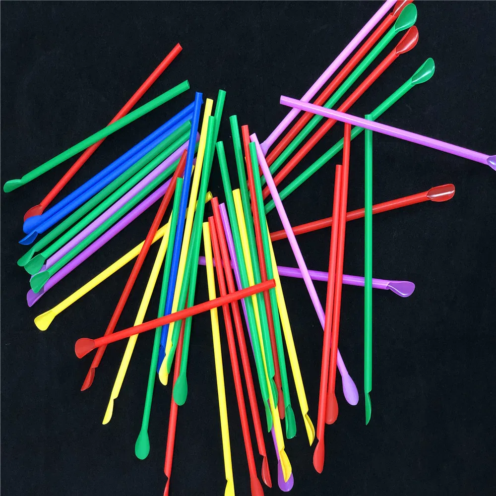 Wholesale Biodegradable Eco Natual Material Colorful PLA Spoon Straws for Coffee Milk Drinking