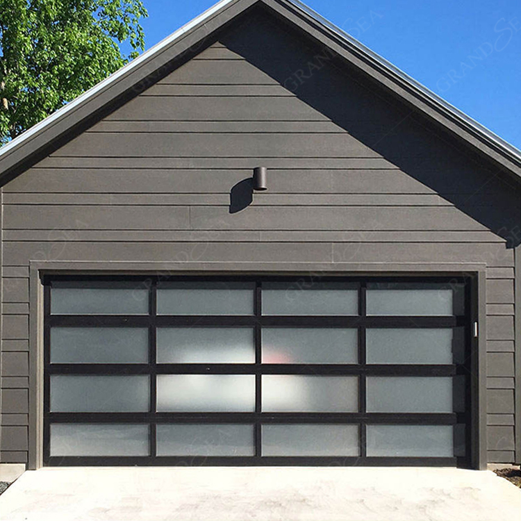 Custom Electrical Shutter Doors Villa Exterior Aluminum Garage Doors Tempered Glass Garage Doors