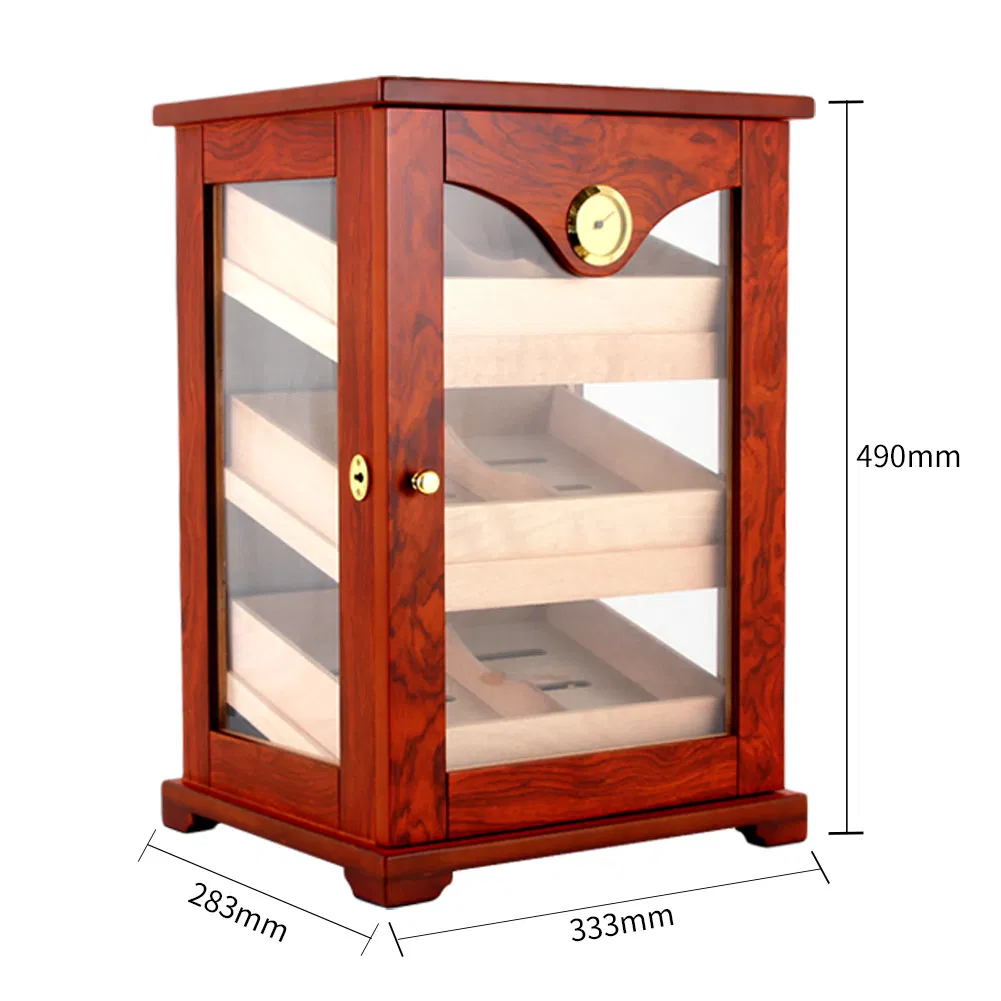 Large-Capacity Cigar Collection Wooden Humidor Cabinet with Veneer and Humidifier