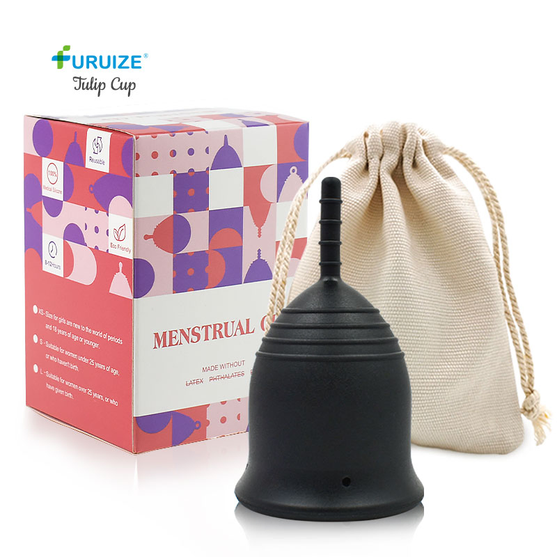 Furuize Tulip Menstrual Cup Model Folding Menstrual Cup Certificado with Custom Packaging