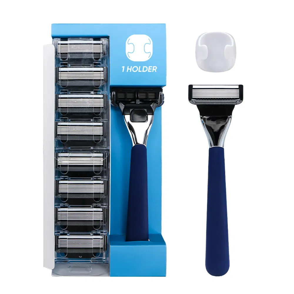 Six Curved Blade Razor Metal Handle Mea Shave Cartridge Razor