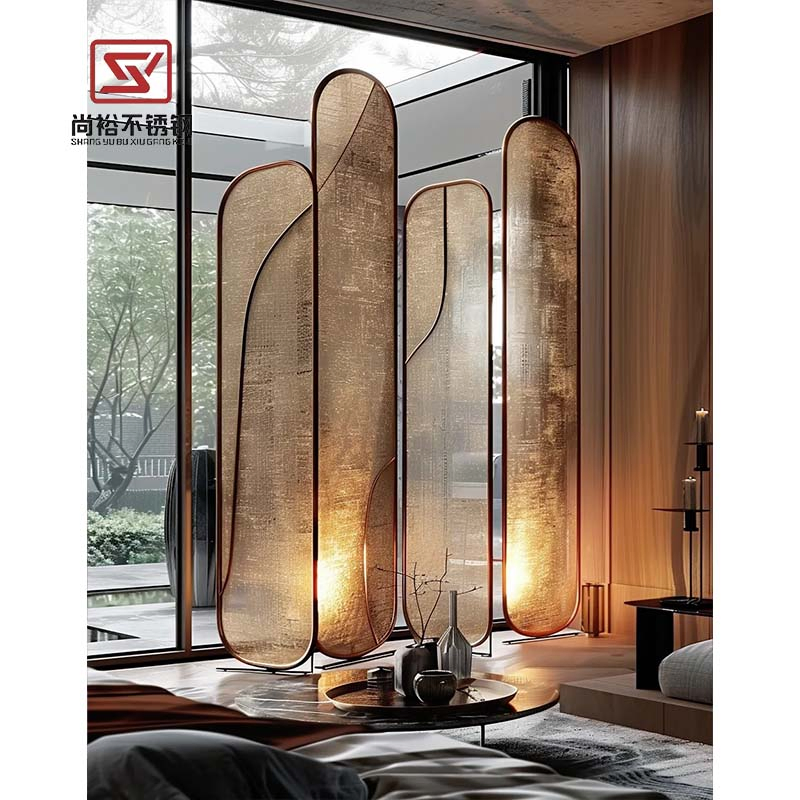 Elegant Table Screen Stainless Steel Laser Cut Metal Room Partition